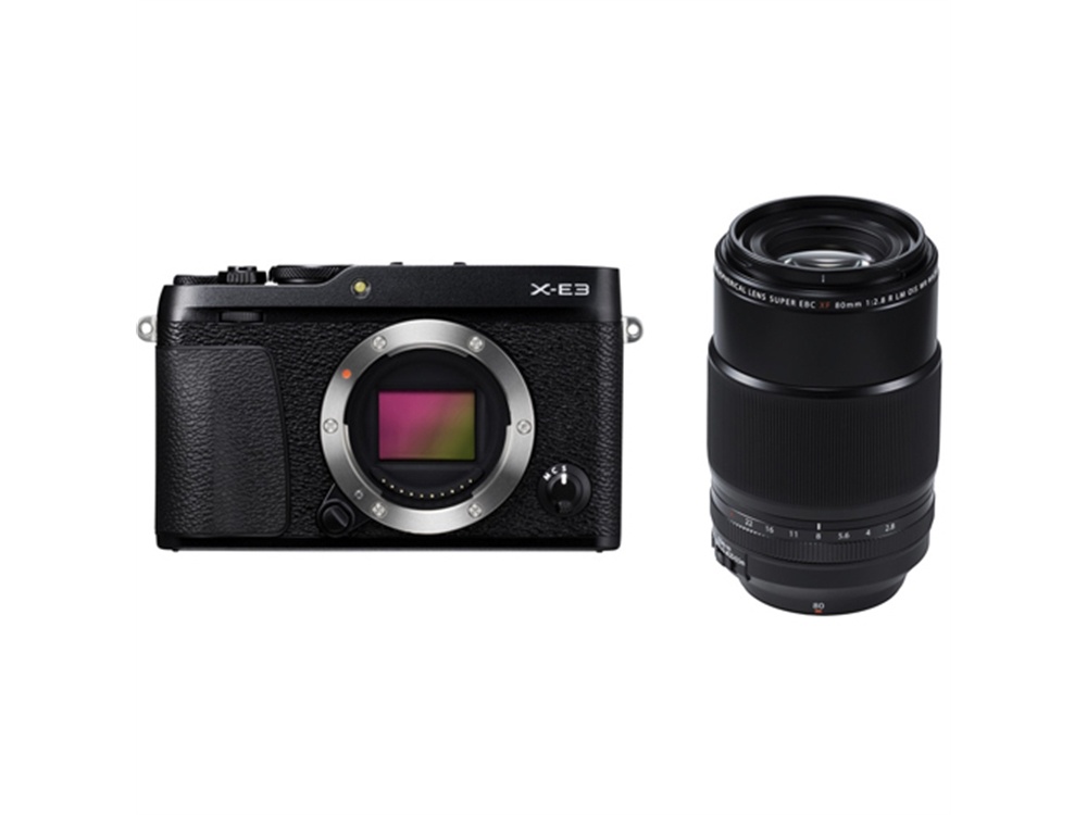 Fujifilm X-E3 Mirrorless Digital Camera (Black) with XF 80mm f/2.8 R LM OIS WR Macro Lens