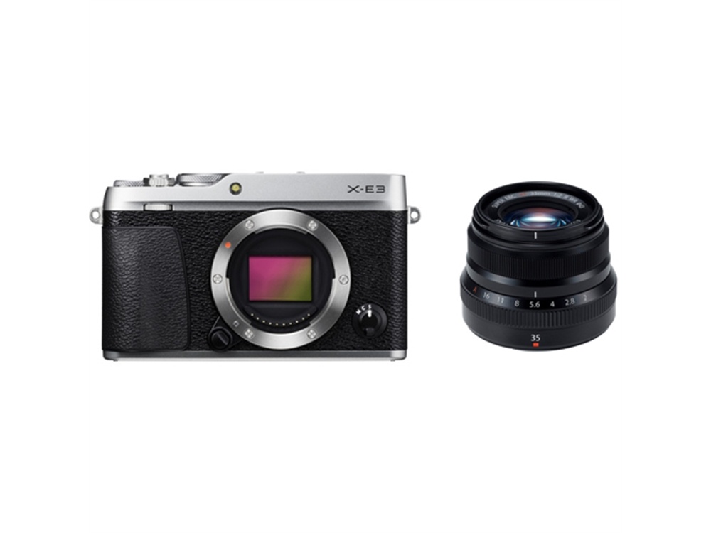 Fujifilm X-E3 Mirrorless Digital Camera (Silver) with XF 35mm f/2 R WR Lens (Black)