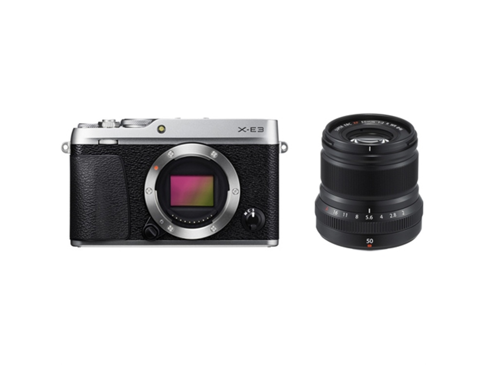 Fujifilm X-E3 Mirrorless Digital Camera (Silver) with XF 50mm f/2 R WR Lens (Black)