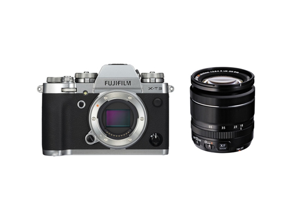 Fujifilm X-T3 Mirrorless Digital Camera (Silver) with XF 18-55mm f/2.8-4 R LM OIS Zoom Lens