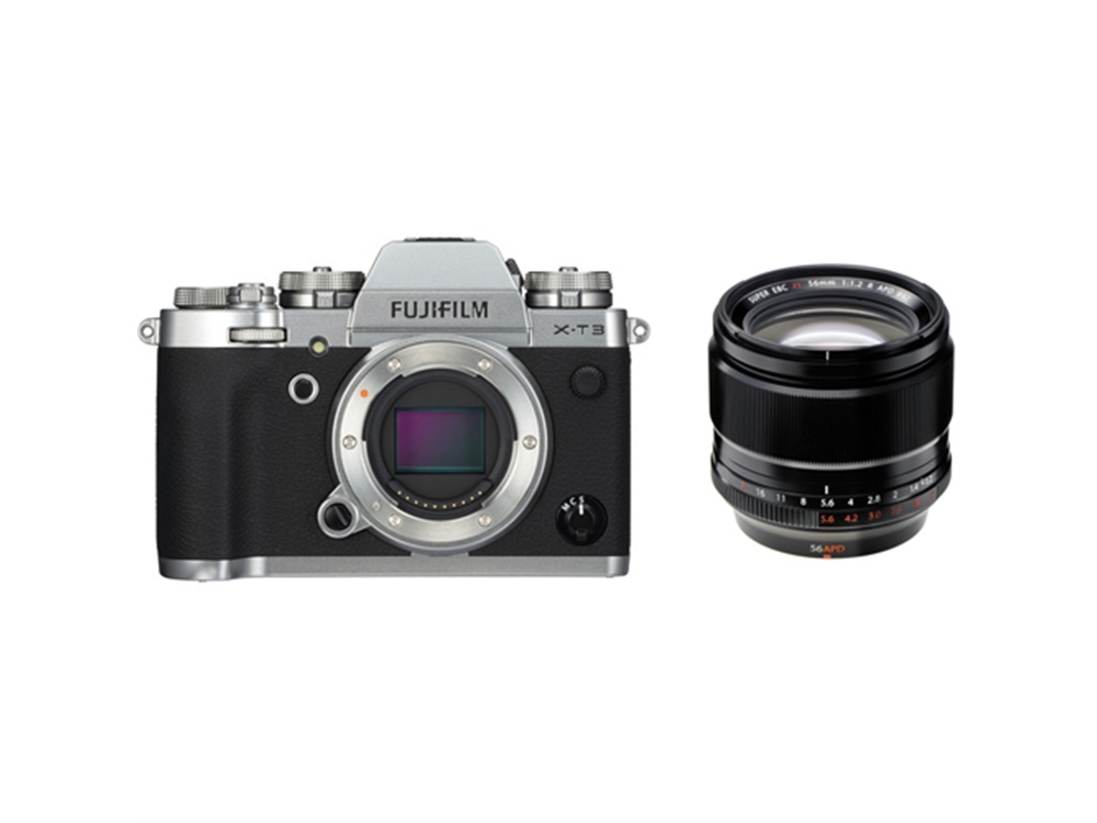 Fujifilm X-T3 Mirrorless Digital Camera (Silver) with XF 56mm f/1.2 R APD Lens