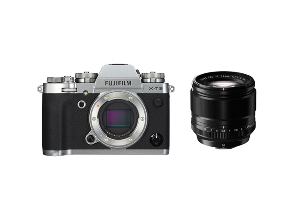 Fujifilm X-T3 Mirrorless Digital Camera (Silver) with XF 56mm f/1.2 R Lens