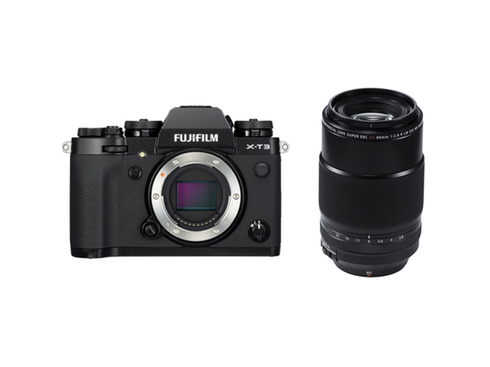 Fujifilm X-T3 Mirrorless Digital Camera (Black) with XF 80mm f/2.8 R LM OIS WR Macro Lens