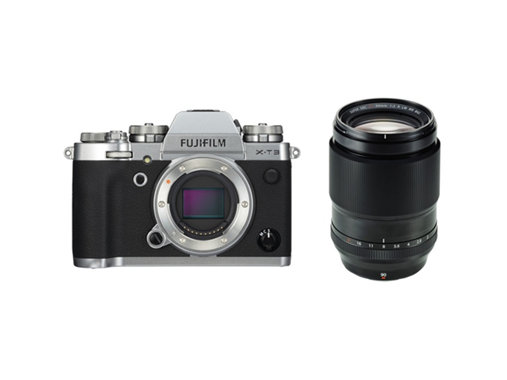 Fujifilm X-T3 Mirrorless Digital Camera (Silver) with XF 90mm f/2 R LM WR Lens