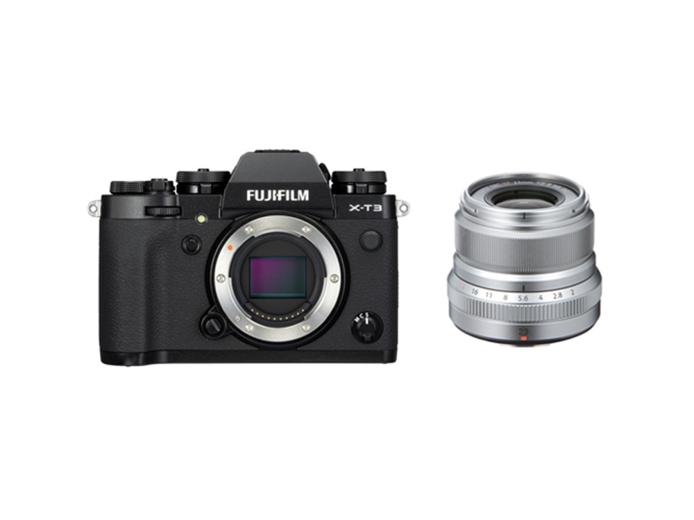 Fujifilm X-T3 Mirrorless Digital Camera (Black) with XF 23mm f/2 R WR Lens (Silver)