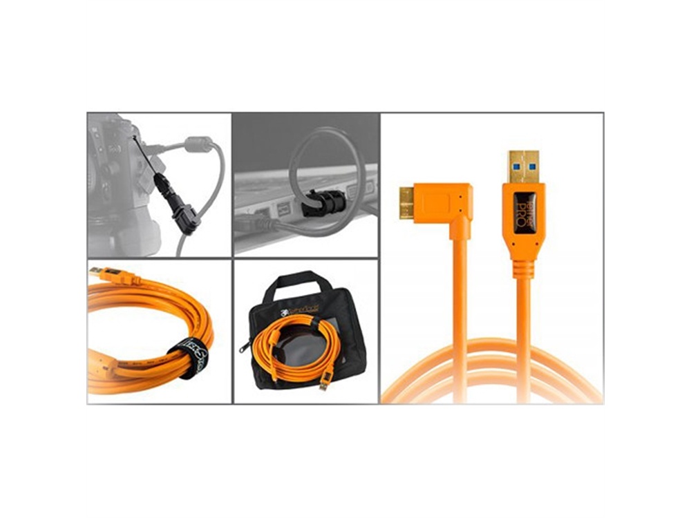 Tether Tools Starter Tethering Kit with USB 3.0 Micro-B Right Angle Cable (Orange)