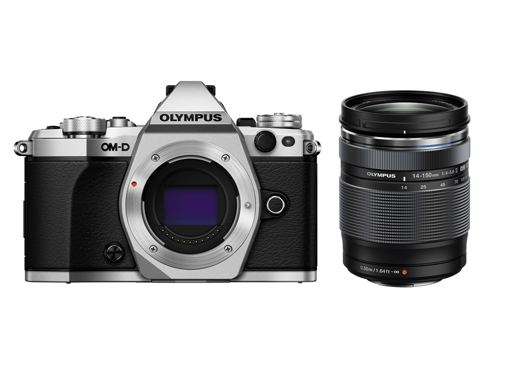 Olympus OM-D E-M5 Mark II Mirrorless Camera (Silver) with 14-150mm lens (Black)