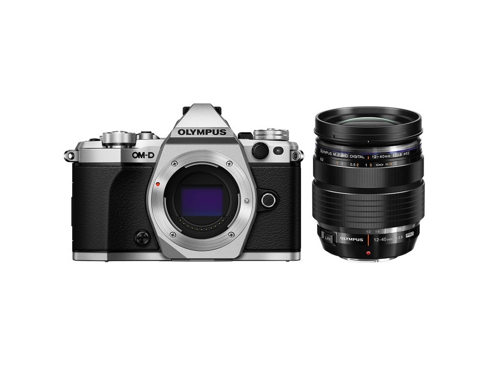 Olympus OM-D E-M5 Mark II Mirrorless Camera (Silver) with 12-40mm lens (Black)