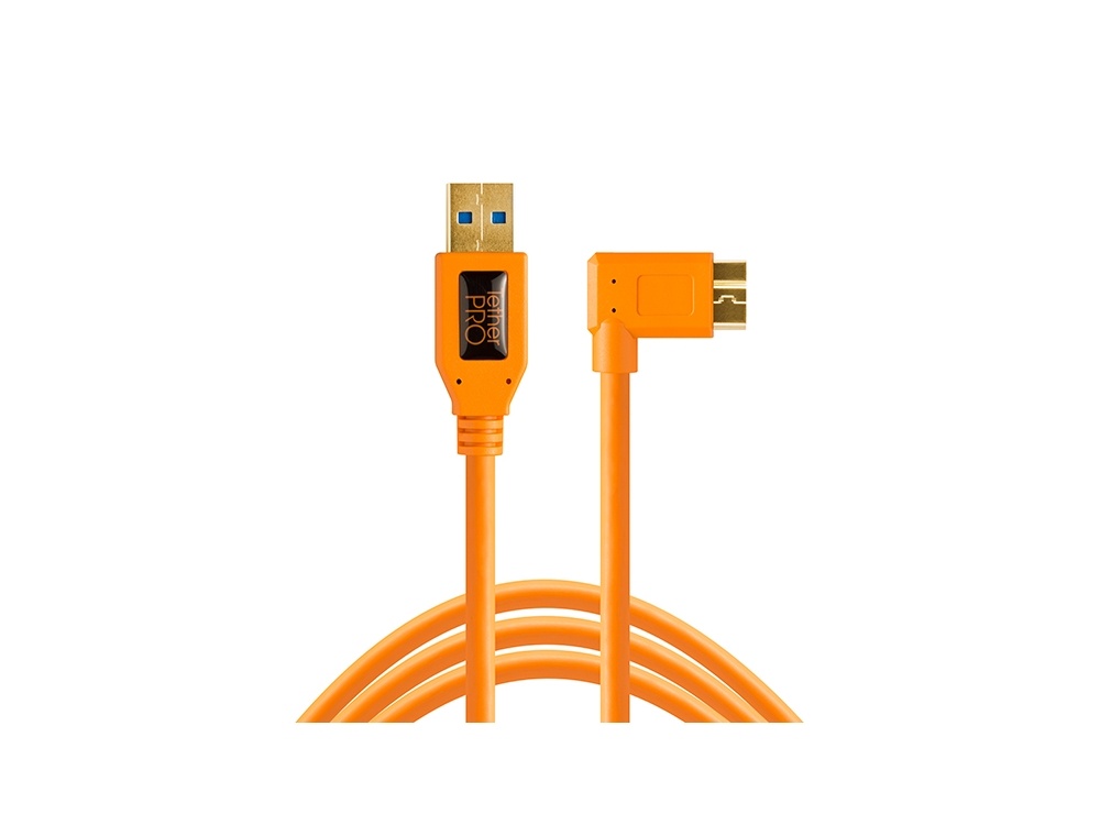 Tether Tools TetherPro USB 3.0 Type-A Male to Micro-USB Right-Angle Male Cable 4.6m (Orange)