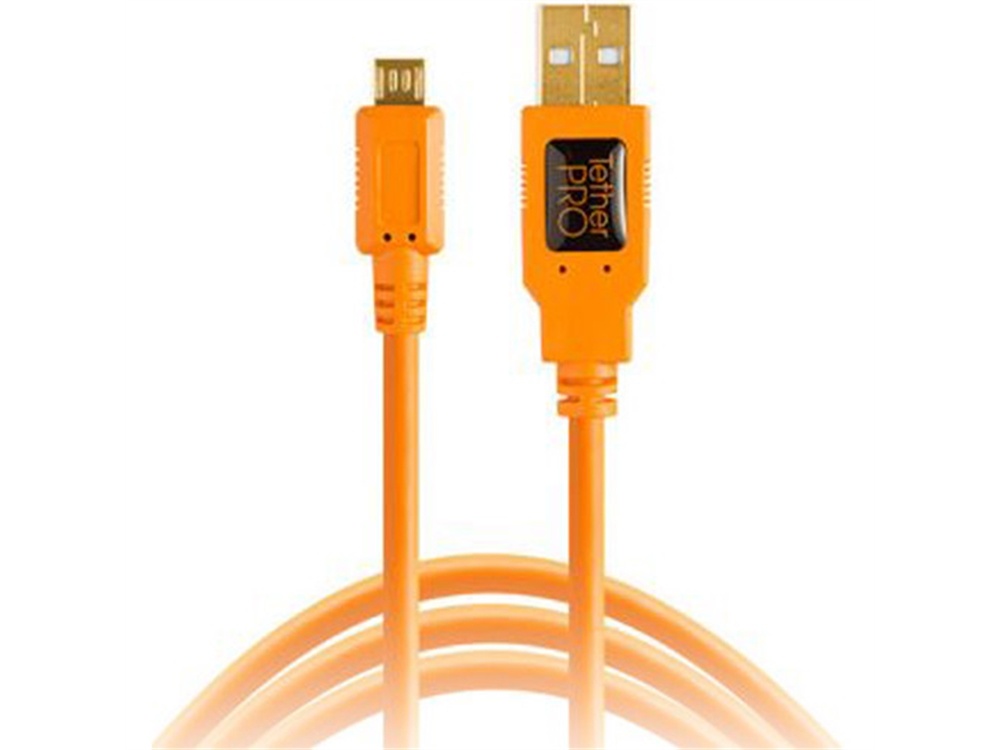 Tether Tools TetherPro USB 2.0 Type-A Male to USB Micro-B 5-Pin Cable 4.6m (Orange)