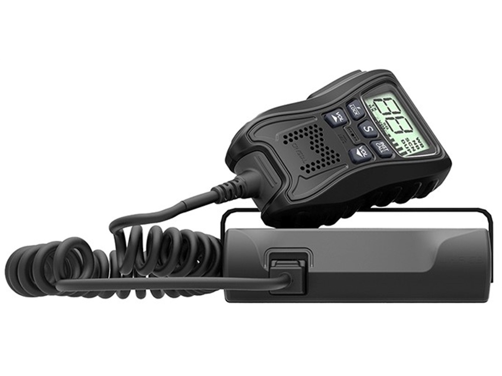 Crystal DB477D 5W Compact In-Car UHF CB Radio with Remote Mic Control and 3DBi/6DBi Antenna