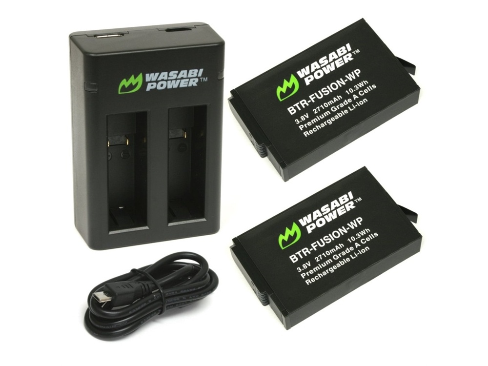 Wasabi Power Battery (2-Pack) and Dual USB Charger for GoPro Fusion and GoPro ASBBA-01