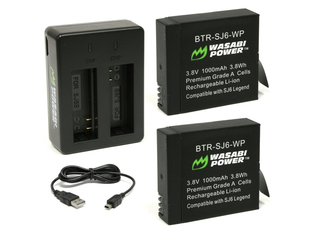 Wasabi Power Battery and Dual USB Charger for SJCAM SJ6, SJ6 Legend