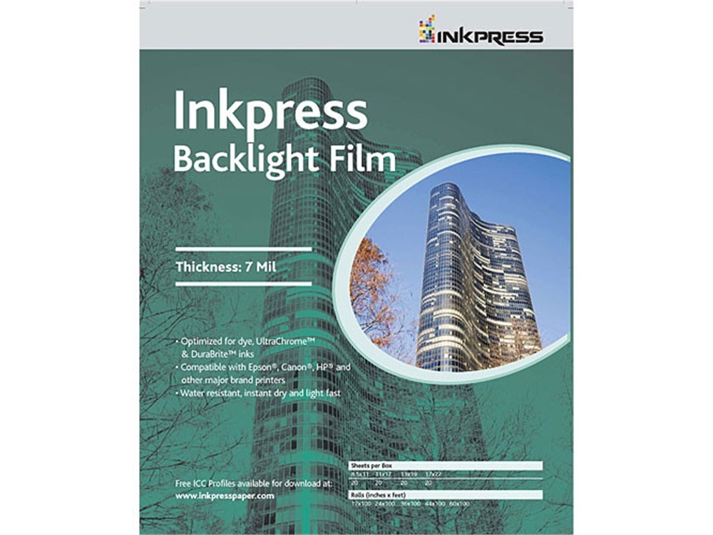Inkpress Media Backlight Film (8.5 x 11", 20 Sheets)