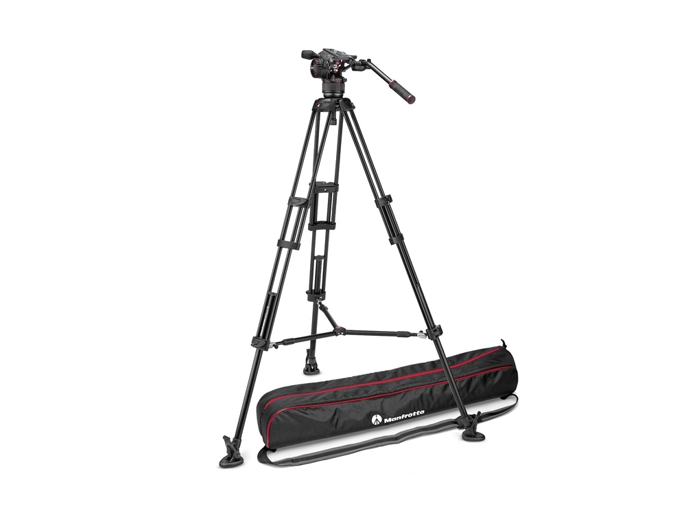 Manfrotto Nitrotech N8 Video Head with Twin Leg Tripod Middle Spreader