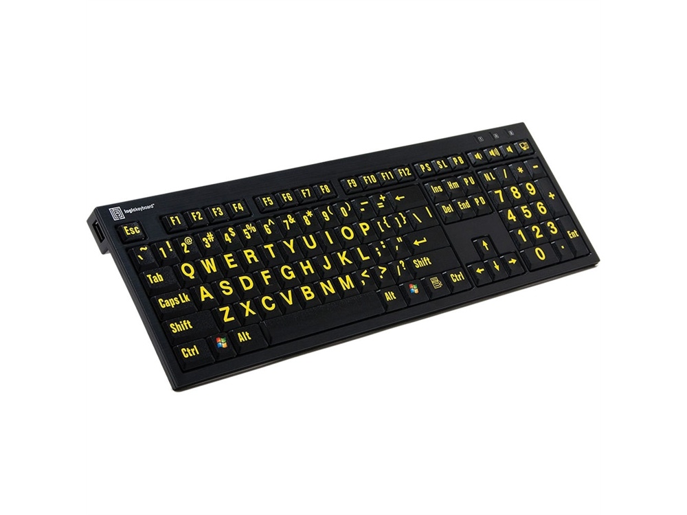 LogicKeyboard XL Print NERO PC Slim Line Yellow on Black Keyboard