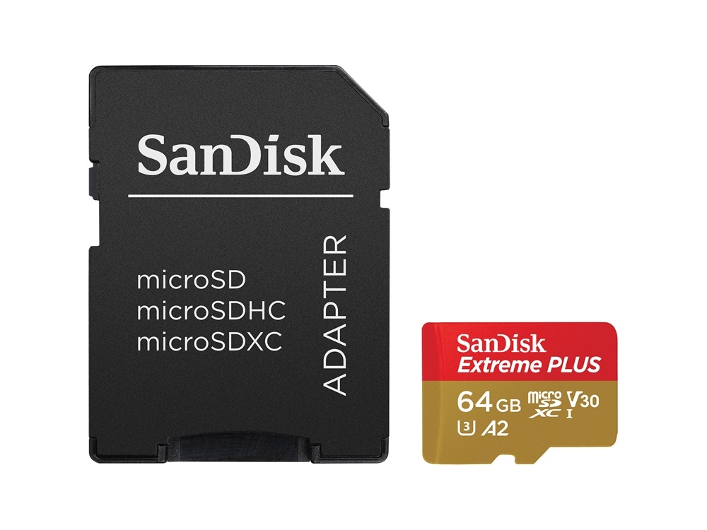 SanDisk 64GB Extreme PLUS UHS-I microSDXC Memory Card with SD Adapter