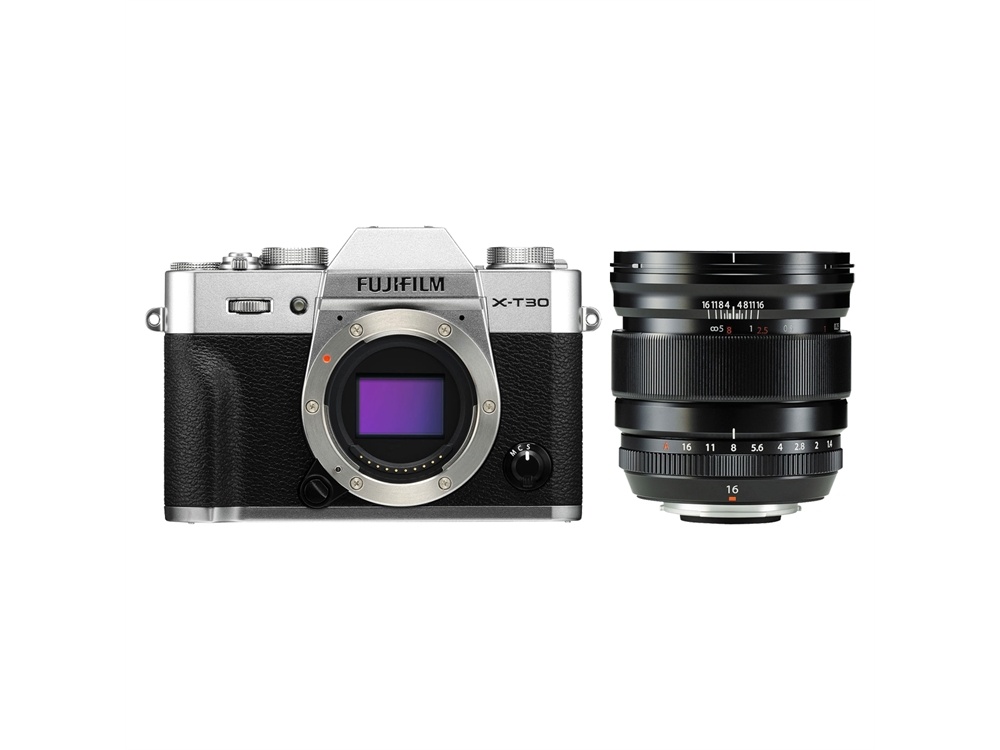 Fujifilm X-T30 Mirrorless Digital Camera (Silver) with XF 16mm f/1.4 R Lens