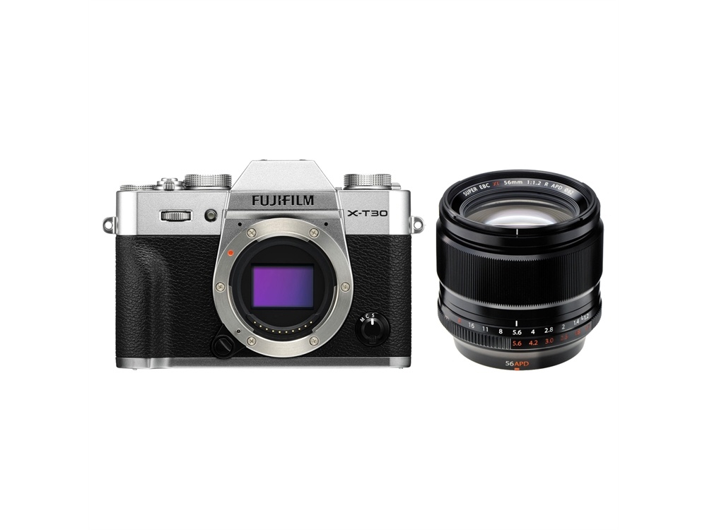 Fujifilm X-T30 Mirrorless Digital Camera (Silver) with Fujifilm XF 56mm f/1.2 R Lens