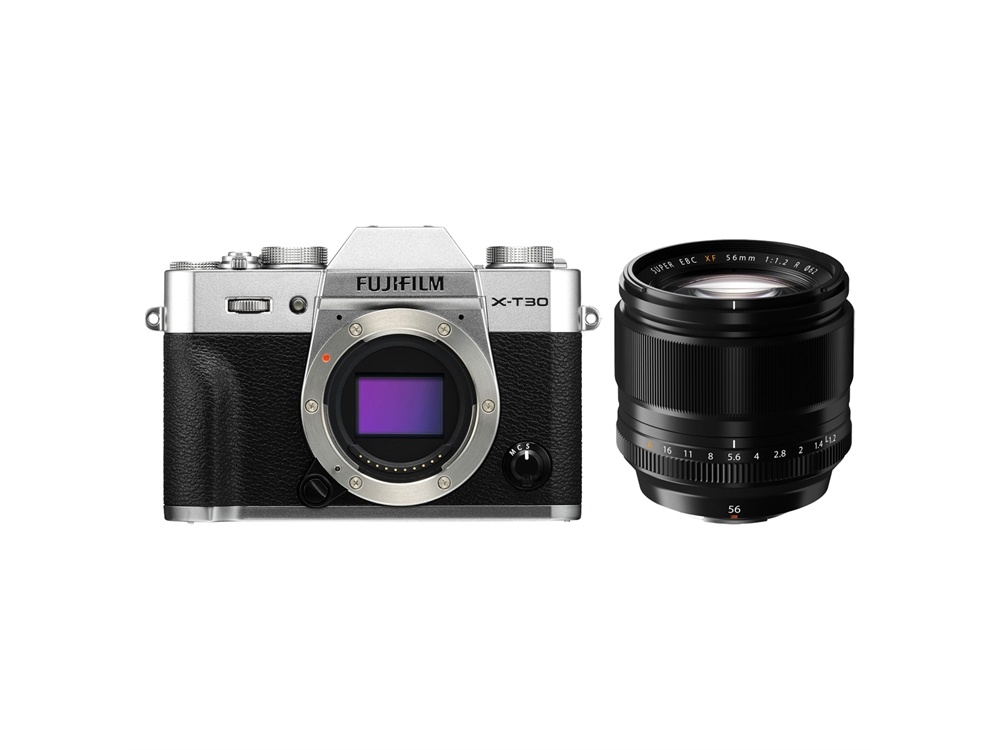 Fujifilm X-T30 Mirrorless Digital Camera (Silver) with XF 56mm f/1.2 R Lens