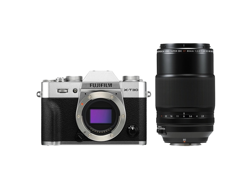 Fujifilm X-T30 Mirrorless Digital Camera (Silver) with XF 80mm f/2.8 R Macro Lens