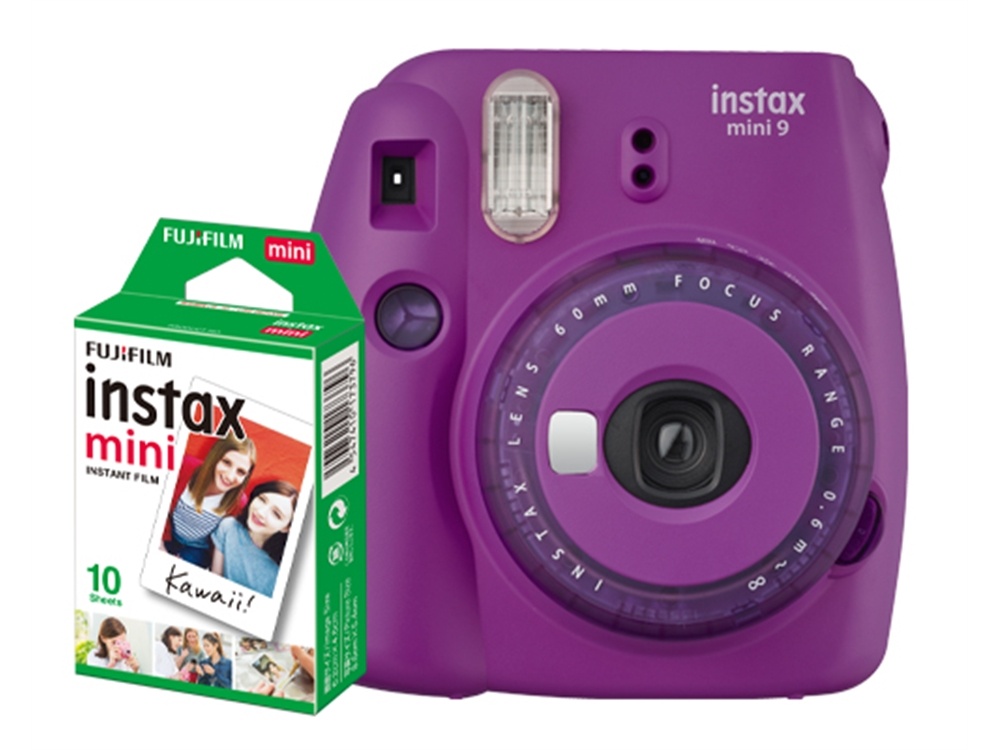 Fujifilm instax mini 9 Instant Film Camera with Instant Film Kit (Purple, 10 Exposures)