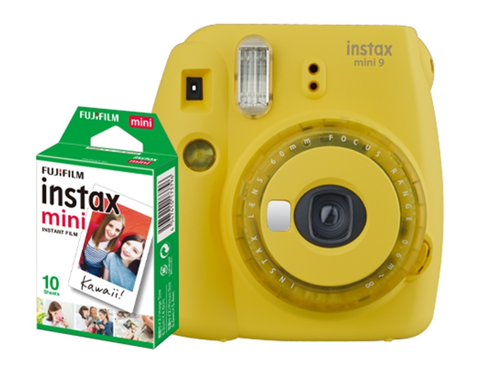 Fujifilm instax mini 9 Instant Film Camera with Instant Film Kit (Yellow, 10 Exposures)
