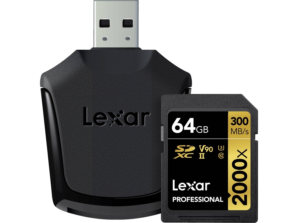 Lexar 64GB Professional 2000x UHS-II SDXC Memory Card with SD Card Reader