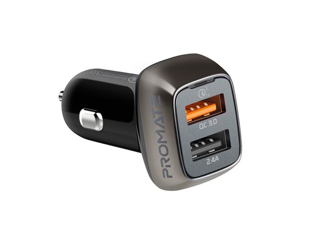 Promate Car Charger with Dual USB Ports (30W)
