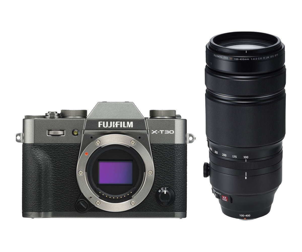 Fujifilm X-T30 Mirrorless Digital Camera (Charcoal) with XF 100-400mm f/4.5-5.6 R Lens (Black)