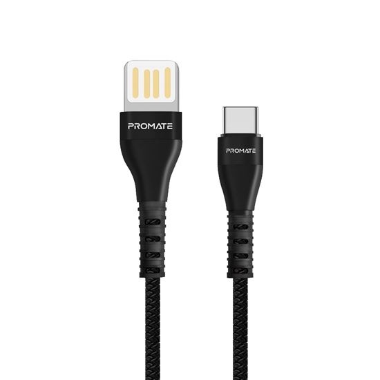 Promate Vigoray 1.2m USB-A to USB-C Sync & Charge Cable (Black, 1.2m)