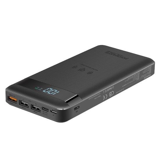 Promate Wireless Charging Power Bank with USB-C (Black)