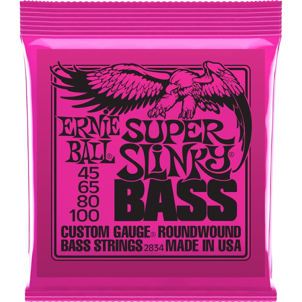 Ernie Ball Super Slinky Nickel Wound Electric Bass Strings (4-String Set, .045 - .100)