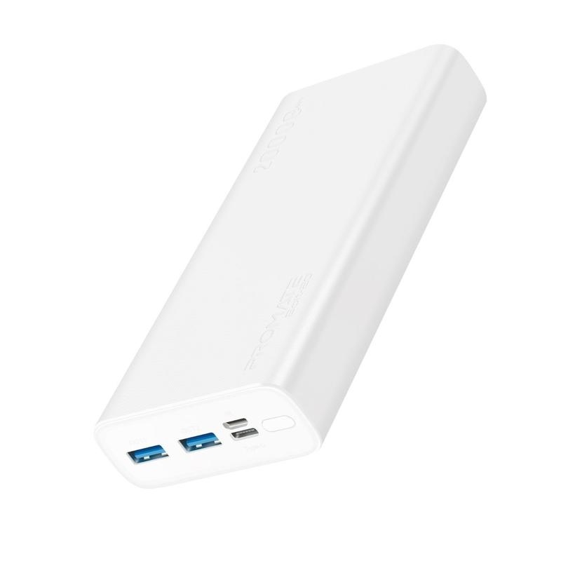 Promate Bolt-20 Smart Charging Power Bank with Dual USB Output (White)
