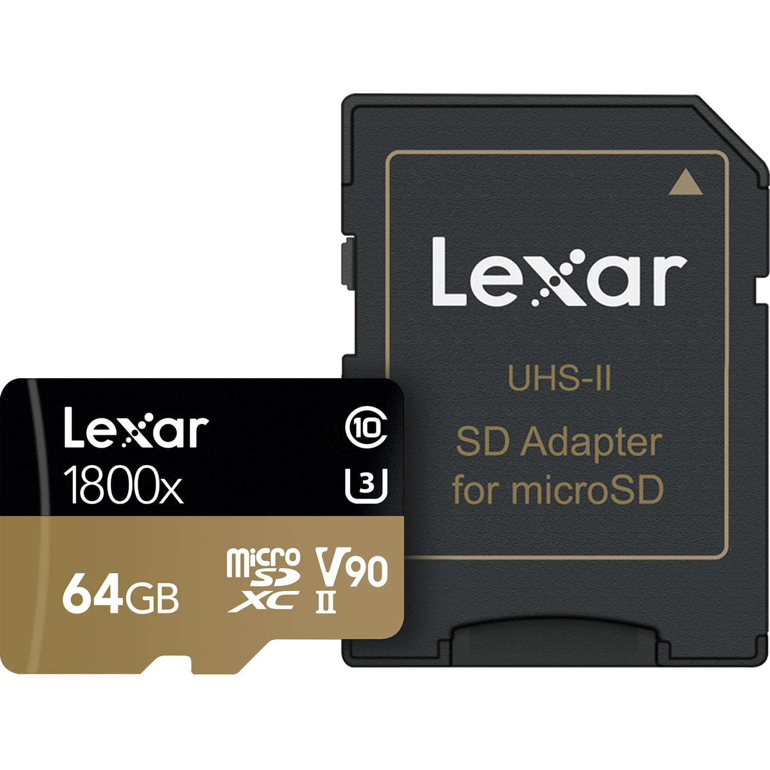 Lexar 64GB Professional 1800x UHS-II microSDXC Memory Card with SD Adapter