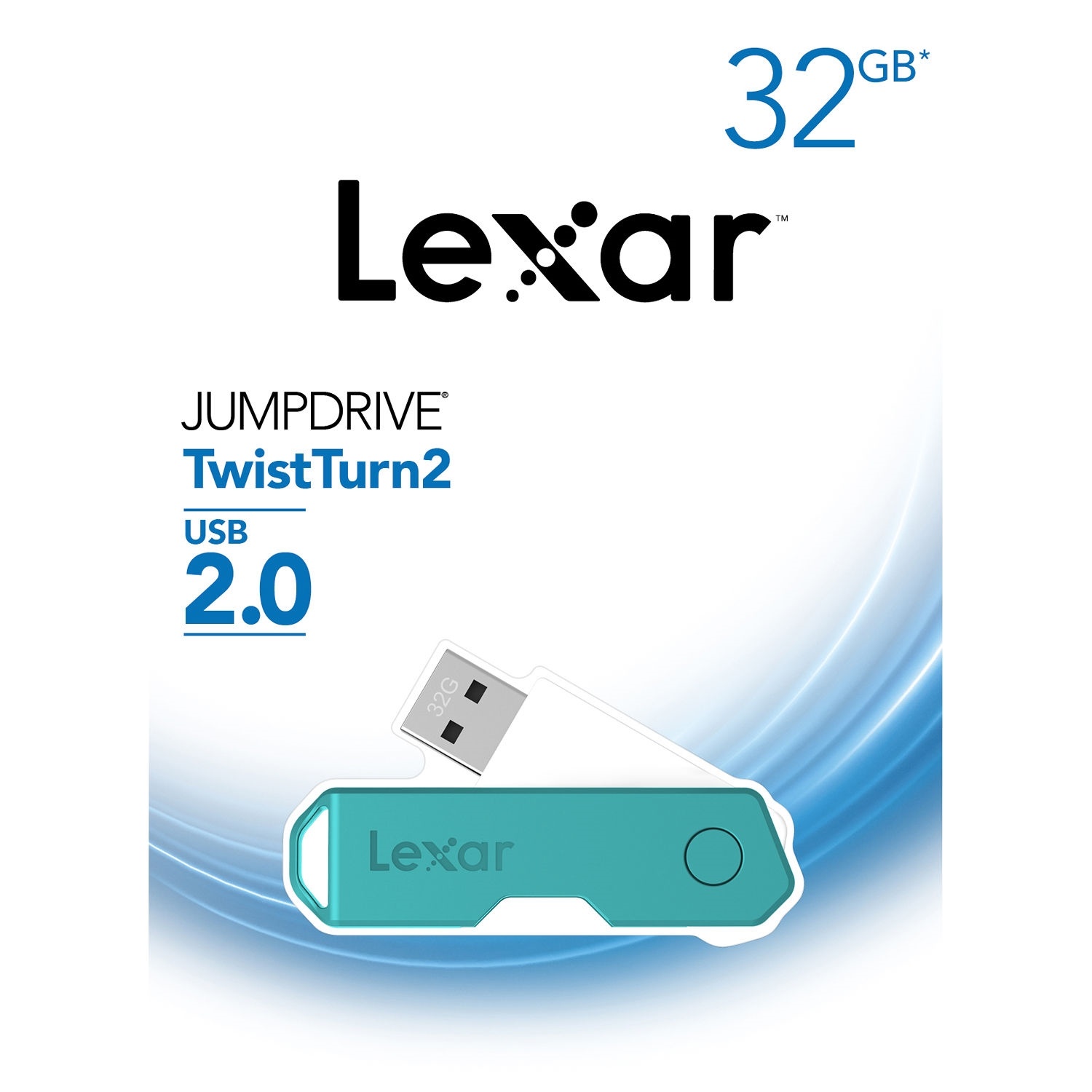 Lexar 32GB JumpDrive TwistTurn2 USB Flash Drive (Teal)