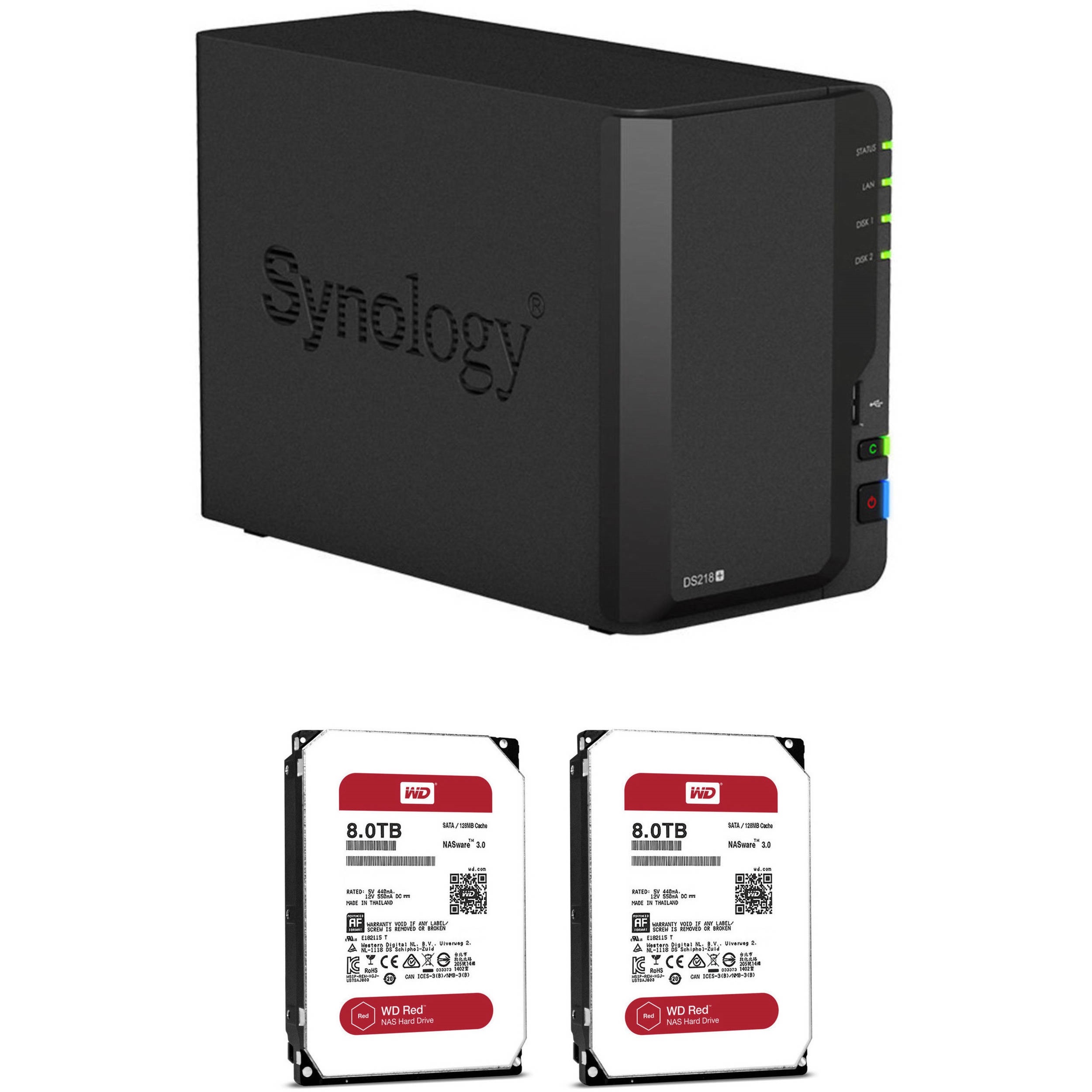 Synology DiskStation 16TB DS218+ 2-Bay NAS Enclosure