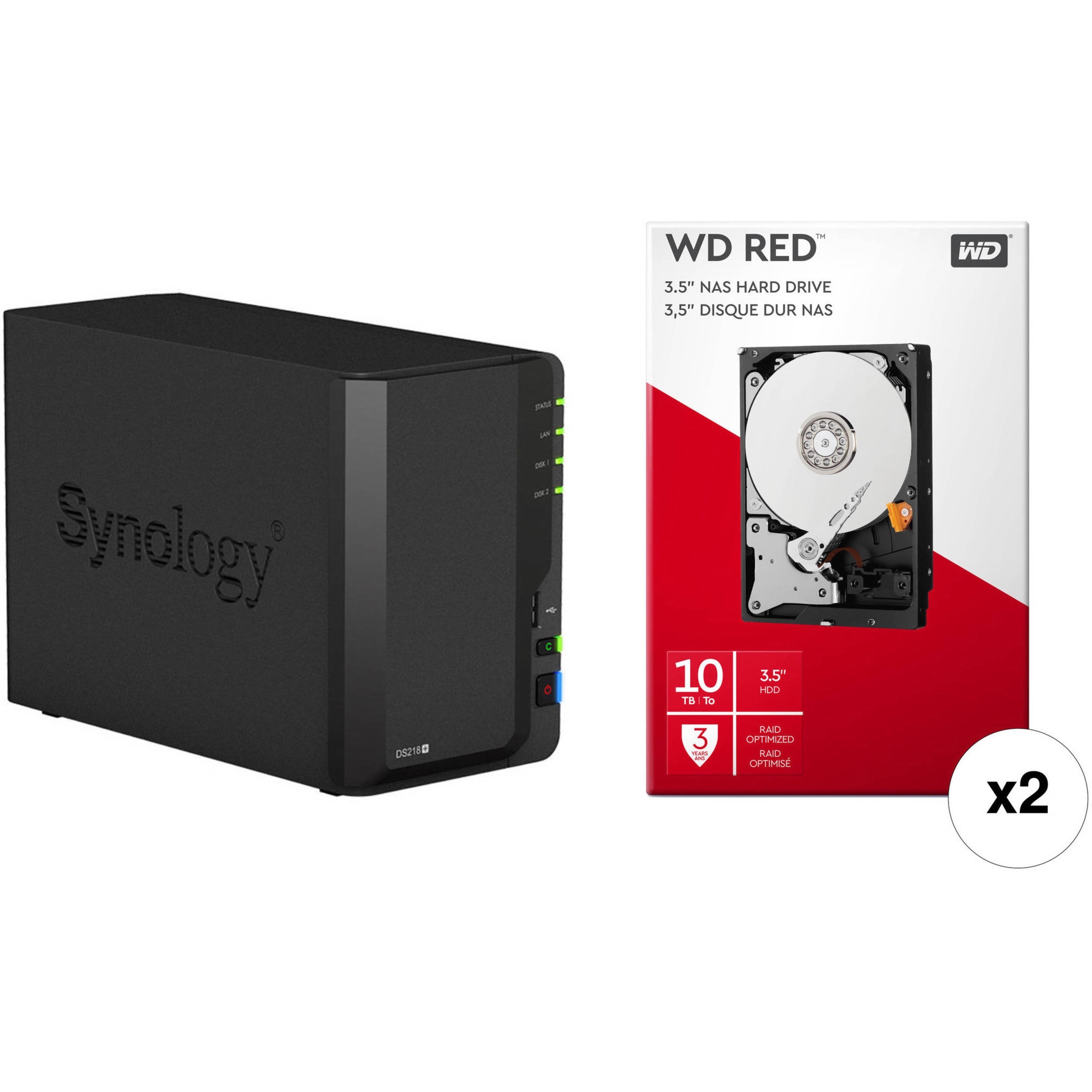Synology DiskStation 24TB DS218+ 2-Bay NAS Enclosure