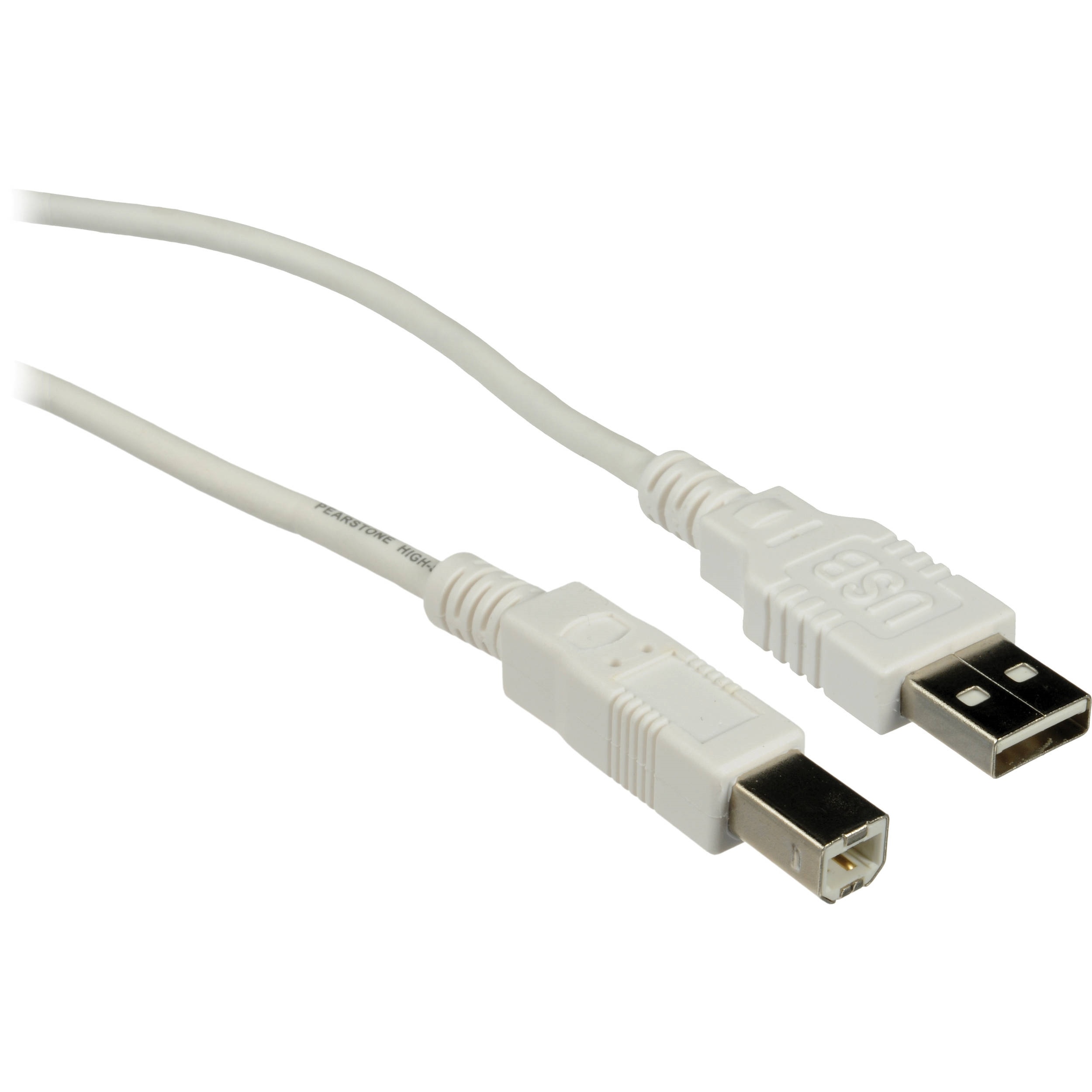Pearstone USB 2.0 Type A Male to Type B Male Cable (White) - 6' (1.8 m)