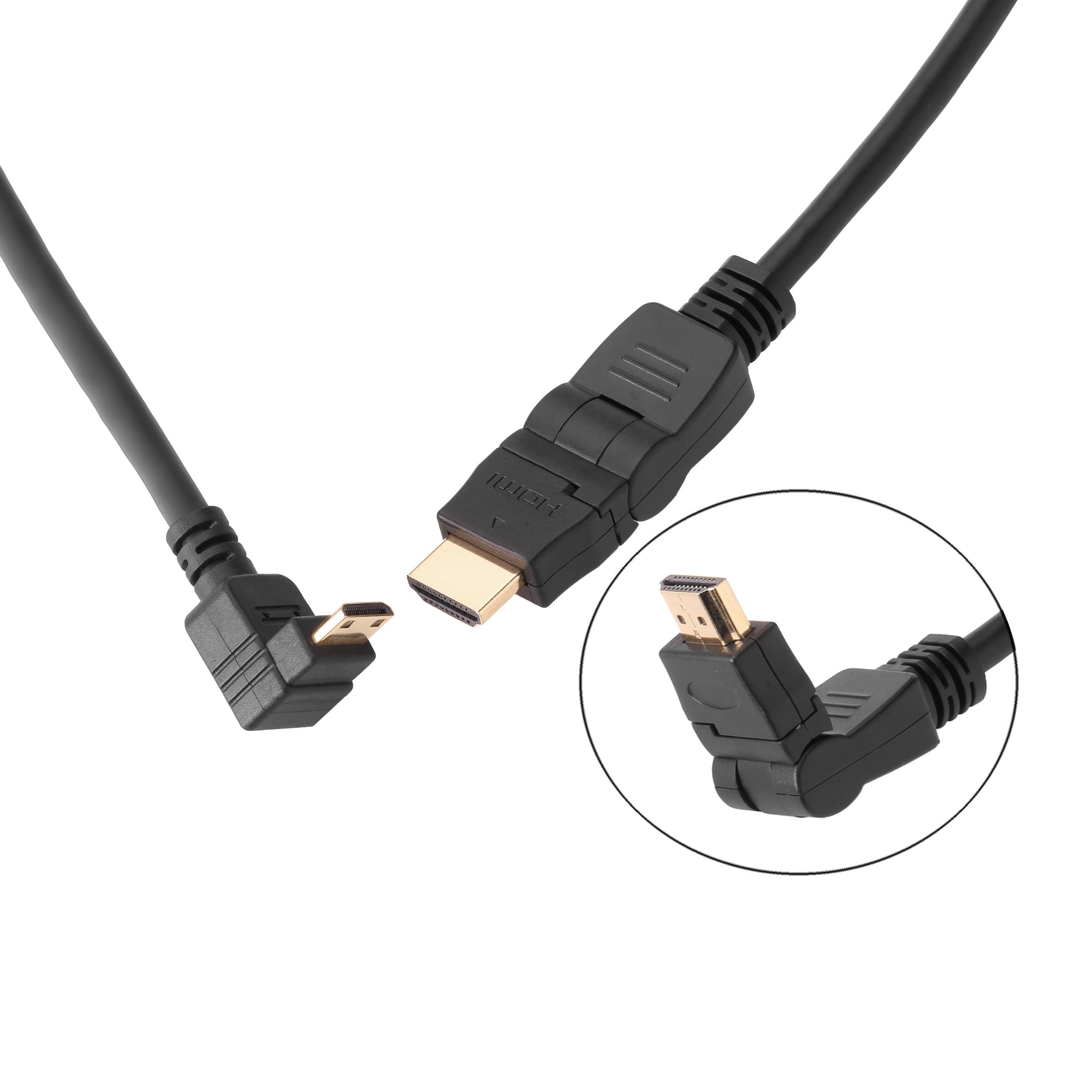 Pearstone 1.5' Swiveling HDMI to Right-Angle Mini HDMI Cable