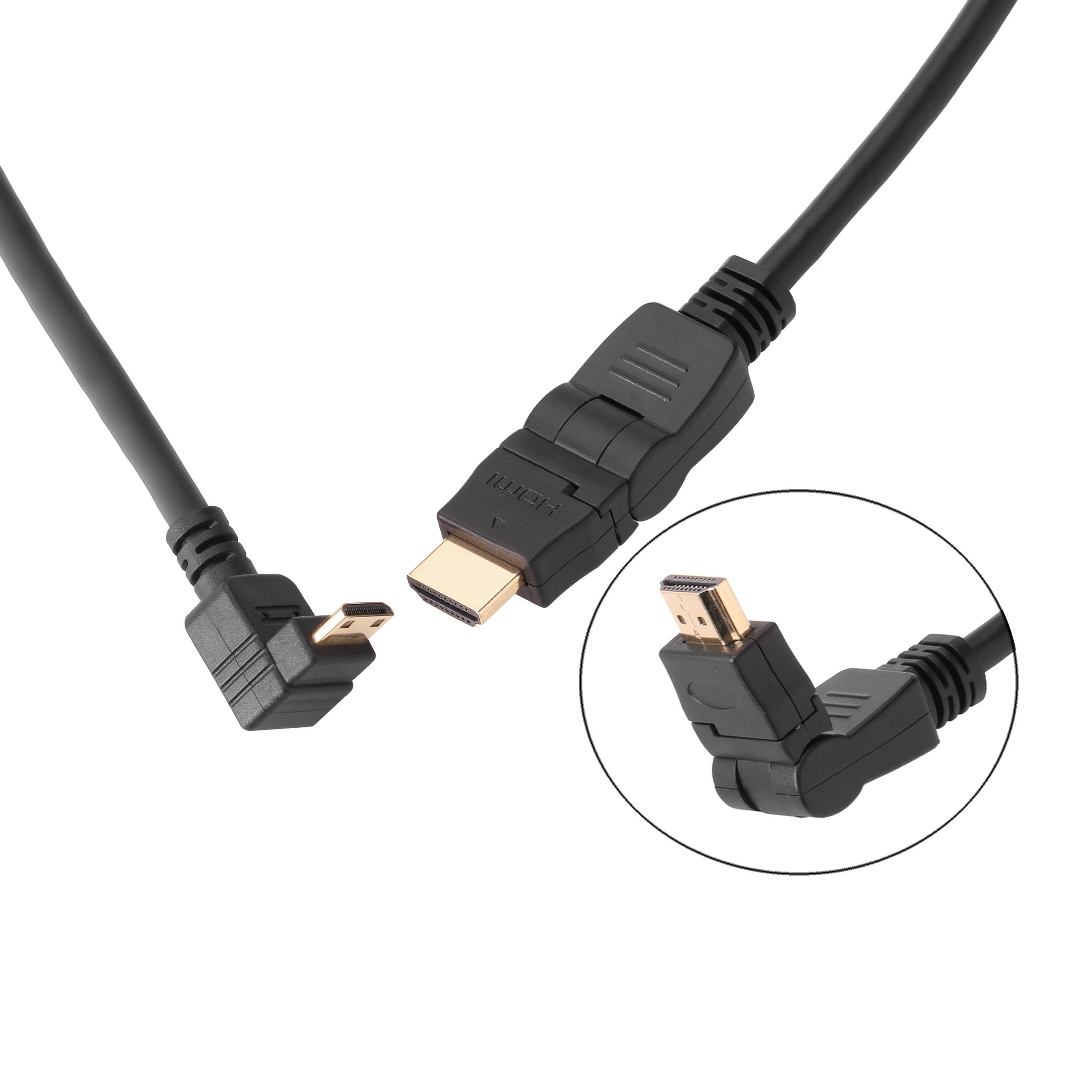 Pearstone 6' Swiveling HDMI to Right-Angle Mini HDMI Cable