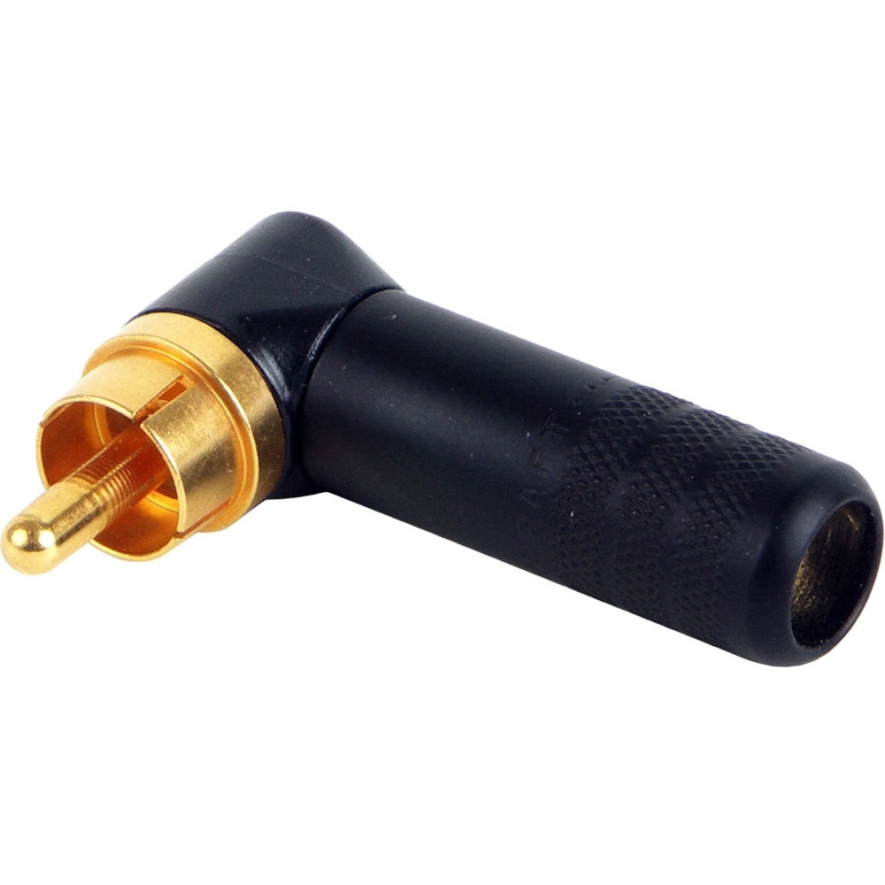 Switchcraft Right Angle Cable Mount RCA Plug (Gold Pin, Black Body)
