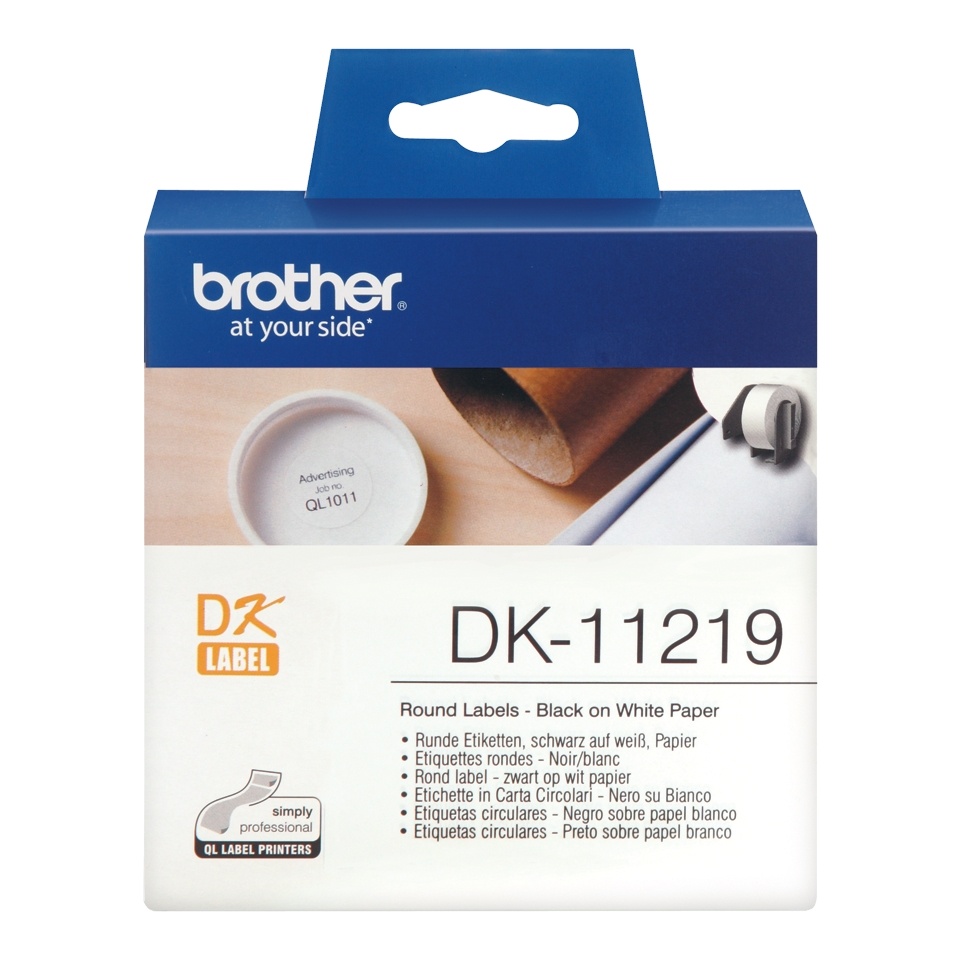 Brother DK1219 Round Paper Labels (1/2", 1200 Labels)