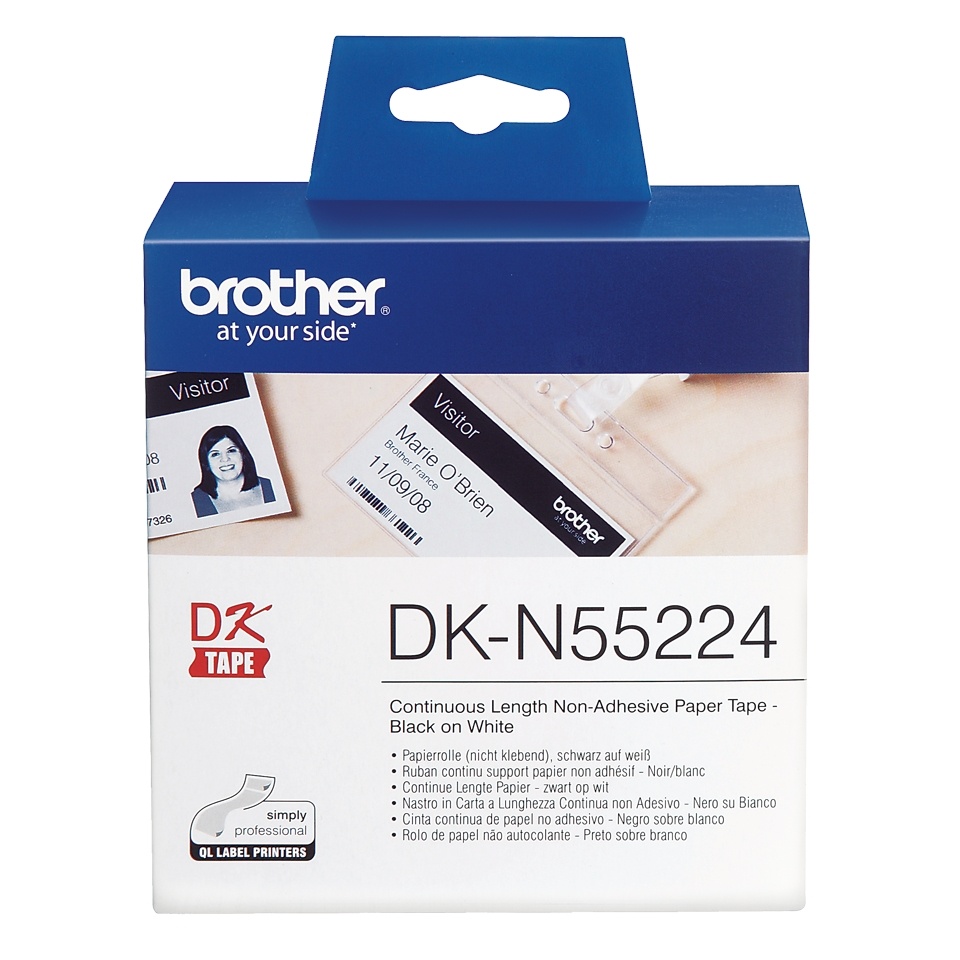 Brother DKN55224 Black Print on White Tape (2" x 100')