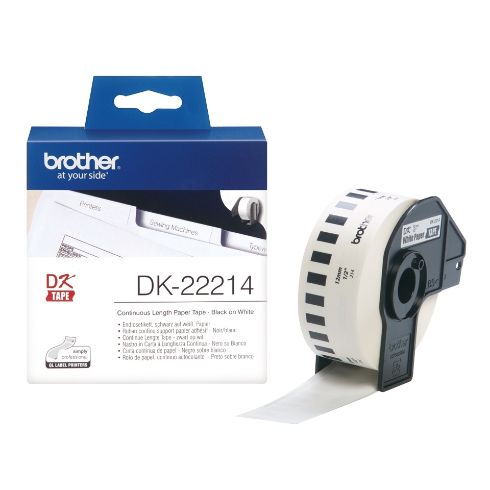 Brother DK22214 Continuous Length Paper Label Tape 12mm x 30.48m