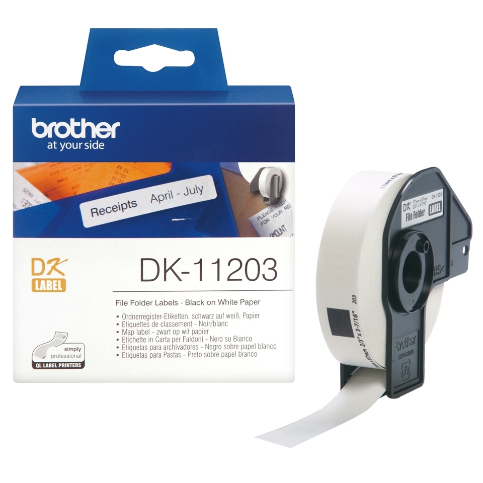 Brother DK11203 Die-Cut Shipping Paper Labels (White, 300 Labels, 0.66 x 3.4")