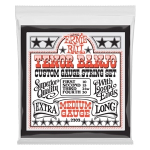 Ernie Ball Medium Loop End Stainless Steel Tenor Banjo Guitar Strings - 10-30 Gauge