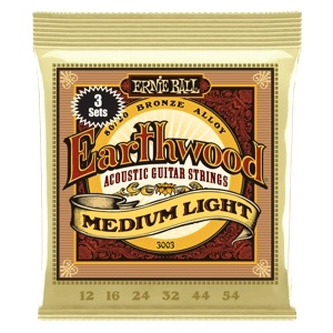 Ernie Ball Earthwood Medium Light 80/20 Bronze Acoustic Guitar Strings 3 Pack - 12-54 Gauge