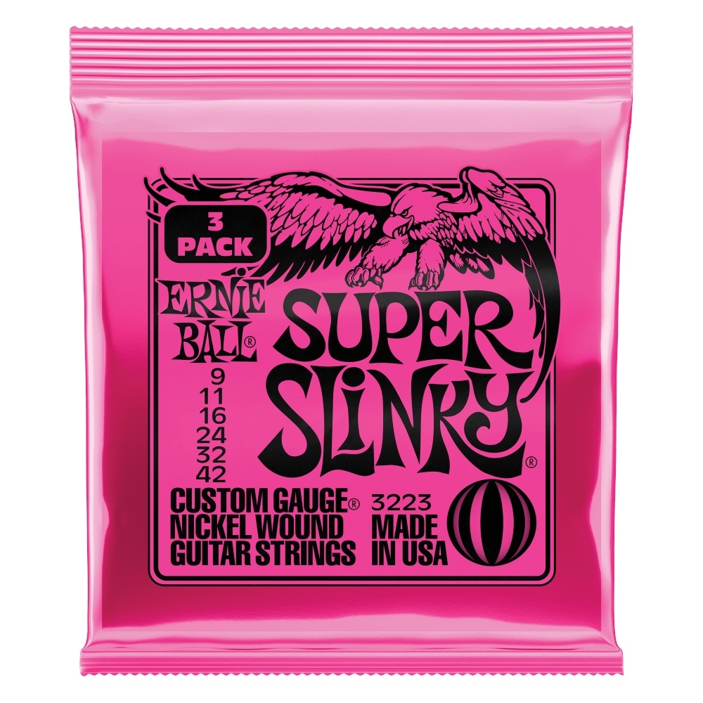 Ernie Ball Super Slinky Nickel Wound Electric Guitar Strings 3 Pack - 9-42 Gauge