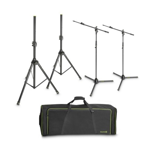 Gravity Set of 2 Speaker and 2 Microphone Stands in Transport Bag
